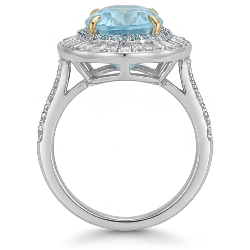 Naturreiner Paraiba-Turmalin Halo-Ring – Draufsicht