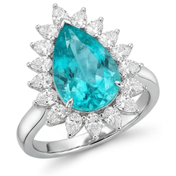 Paraiba-Turmalin Halo-Verlobungsring – VVS Reinheit 5 Karat 14K