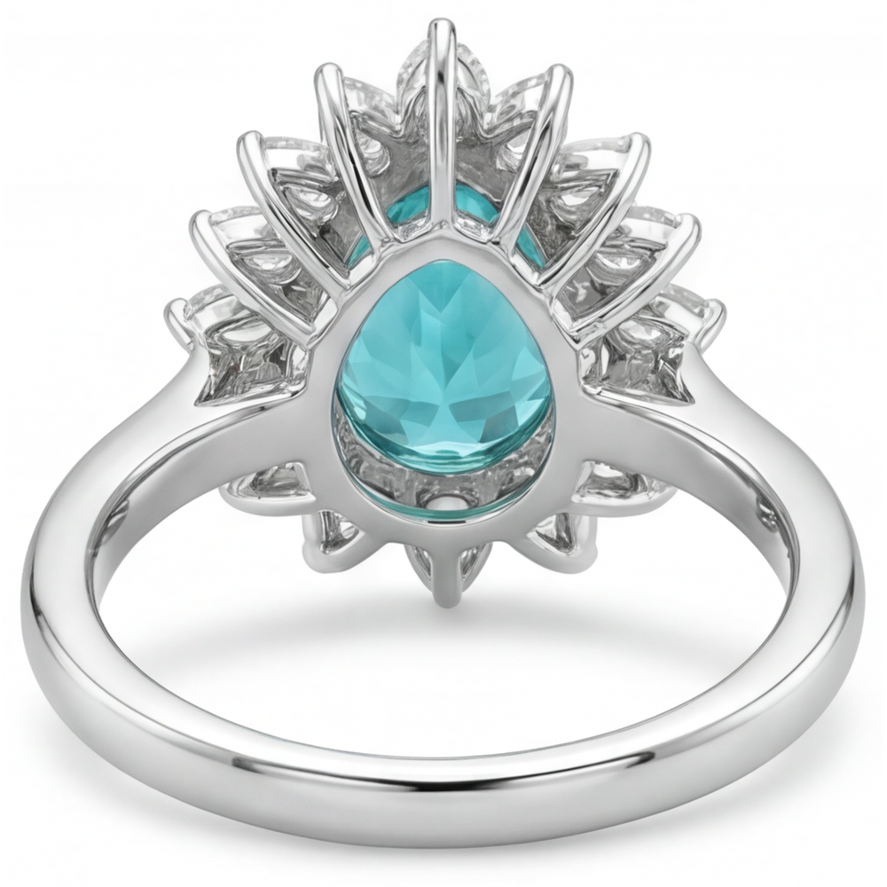 Halo-Verlobungsring 14K Weißgold mit Paraiba-Turmalin – Draufsicht