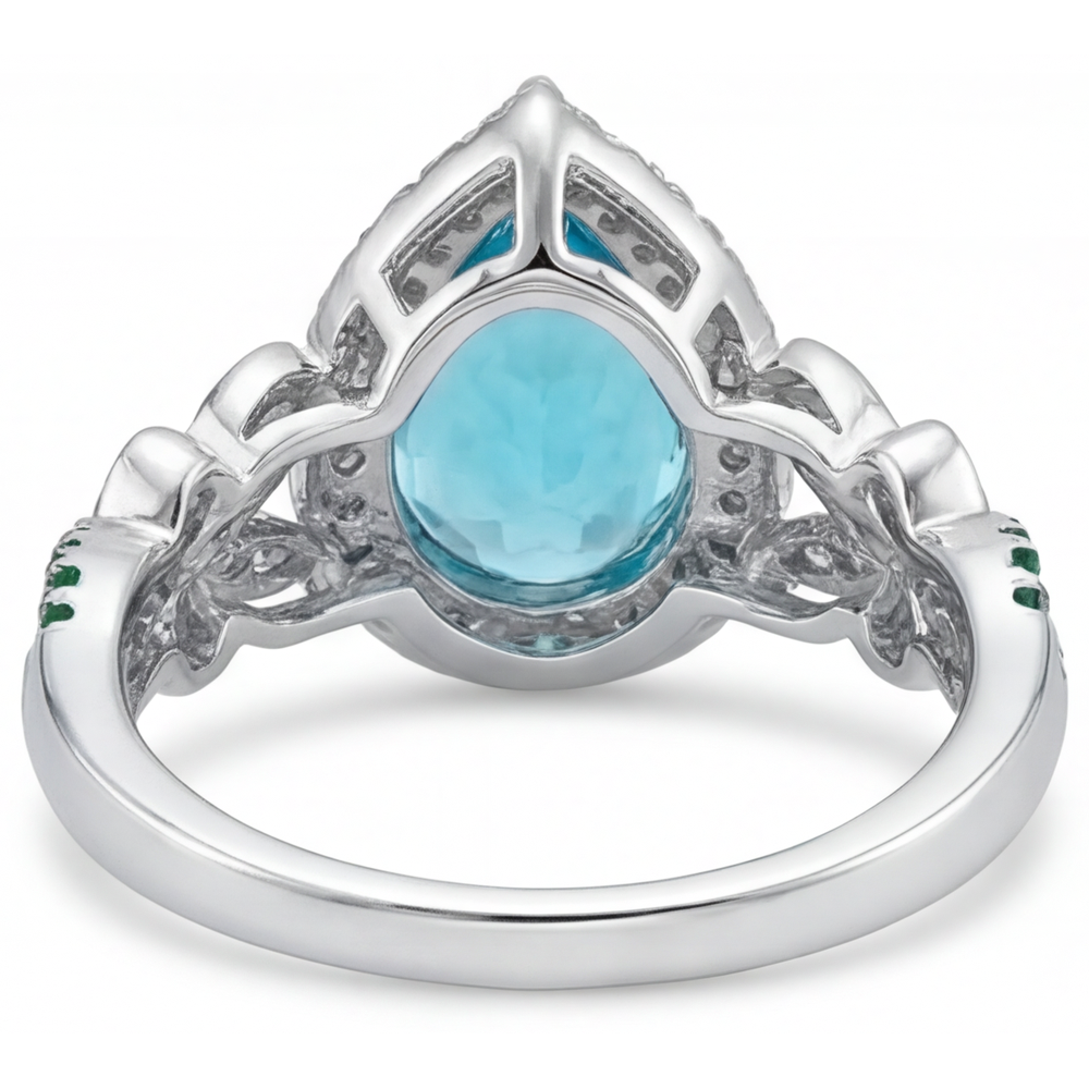 Naturreiner Paraiba-Turmalin Halo-Verlobungsring 5,75 Karat 14K Weißgold – Alternative Ansicht