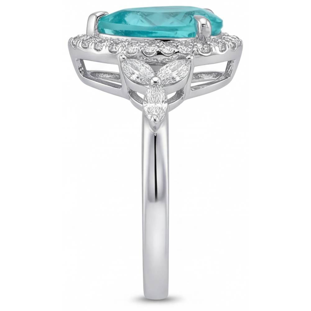 Authentischer Paraiba-Turmalin Schmuckstein-Ring – Profilansicht