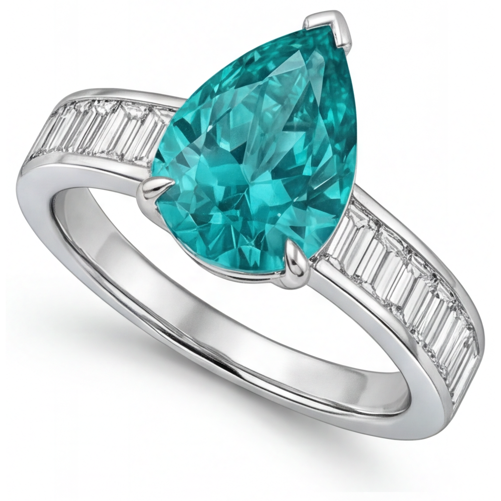 Erdgewonnener Paraiba-Turmalin Schmuckstein-Ring 2,50 Karat 14K Weißgold – Seitenansicht