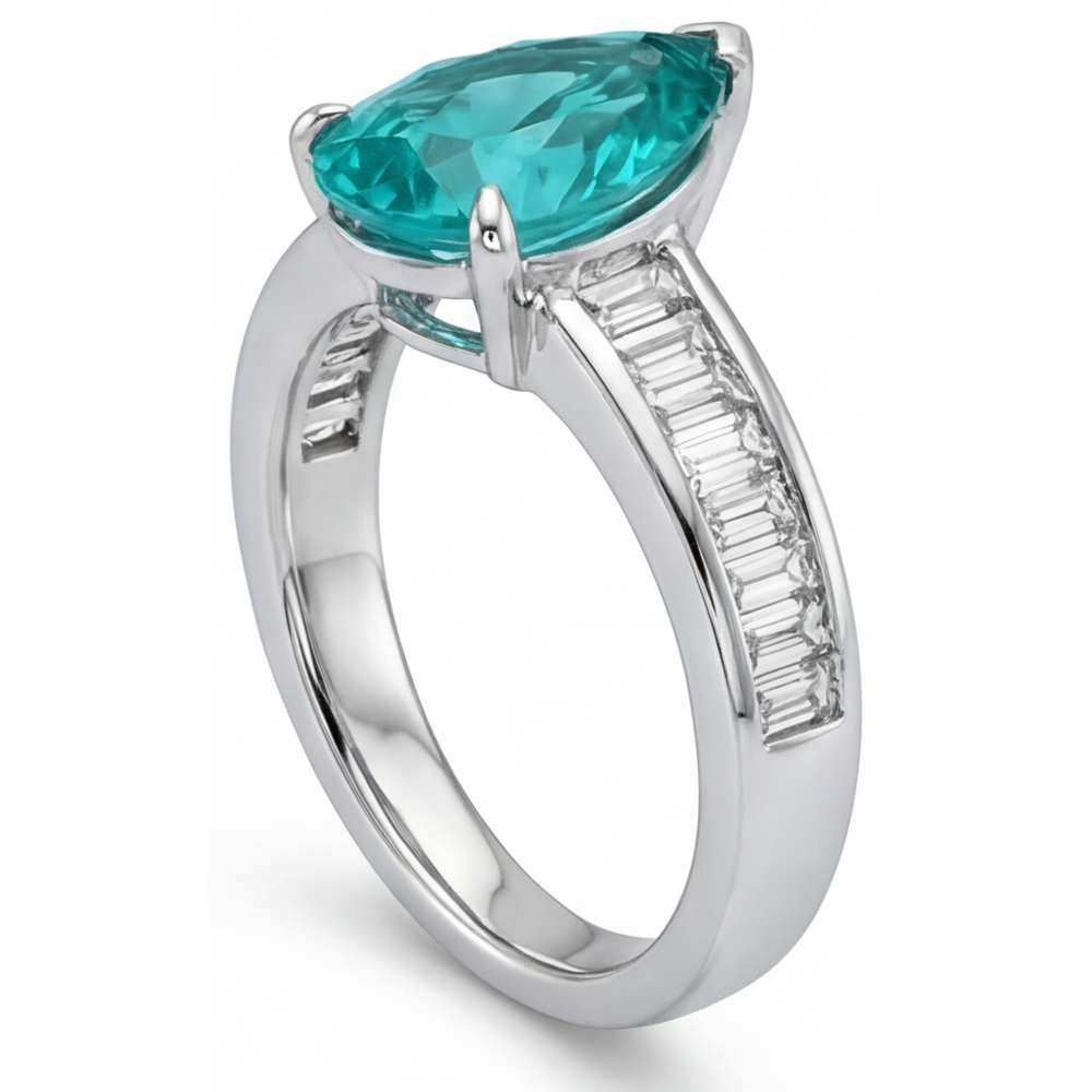 Paraiba-Turmalin Schmuckstein-Ring 2,50-Karat 14K Weißgold – Profilansicht