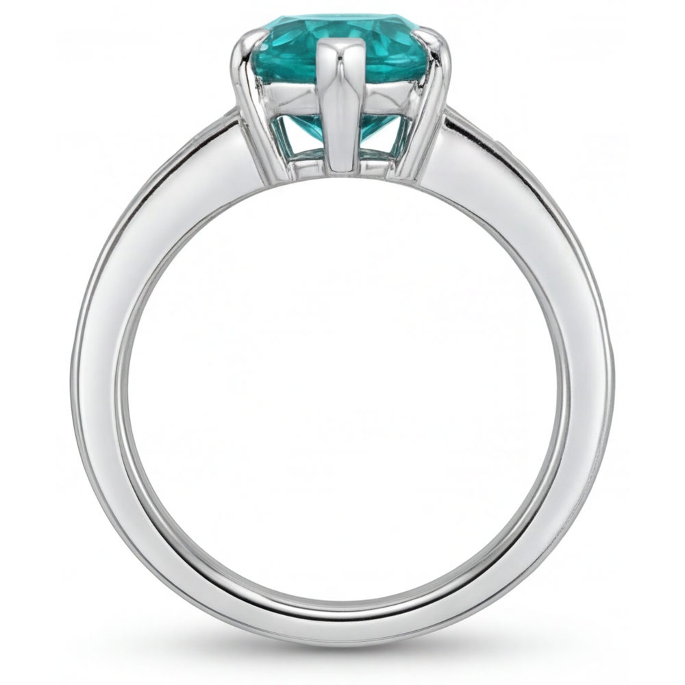 Paraiba-Turmalin Schmuckstein-Ring 2,50-Karat 14K Weißgold – Rückansicht