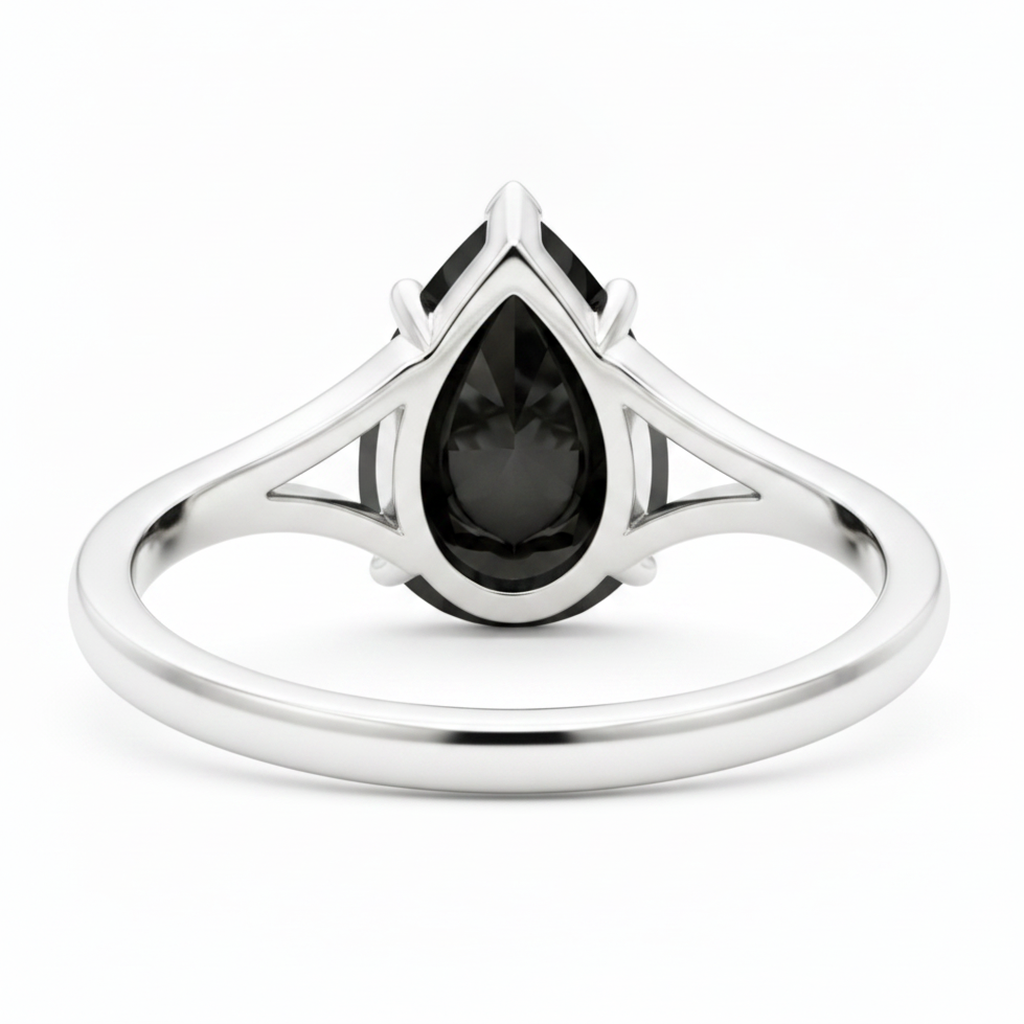 Black-Hills-Gold Diamantring 6 Karat Echter Tropfenschliff-Solitär Kathedralfassung 14 Karat Weissgold
