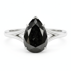 Black-Hills-Gold Diamantring 6 Karat Echter Tropfenschliff-Solitär Kathedralfassung 14 Karat Weissgold