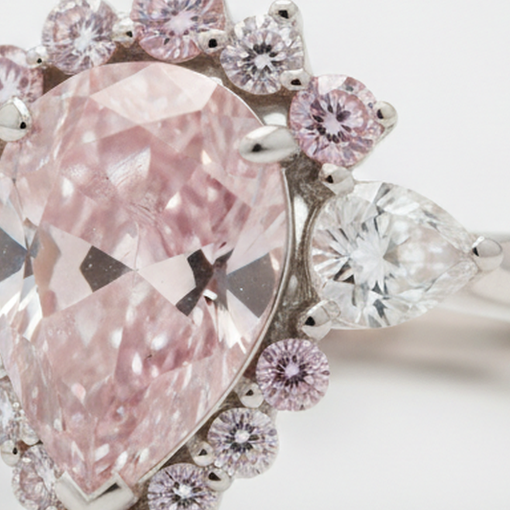 Fancy-Pink-Diamant-Verlobungsring 2 Karat natürlicher Tropfenschliff Semi-Halo Platin