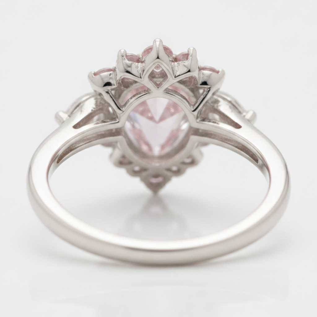 Fancy-Pink-Diamant-Verlobungsring 2 Karat natürlicher Tropfenschliff Semi-Halo Platin