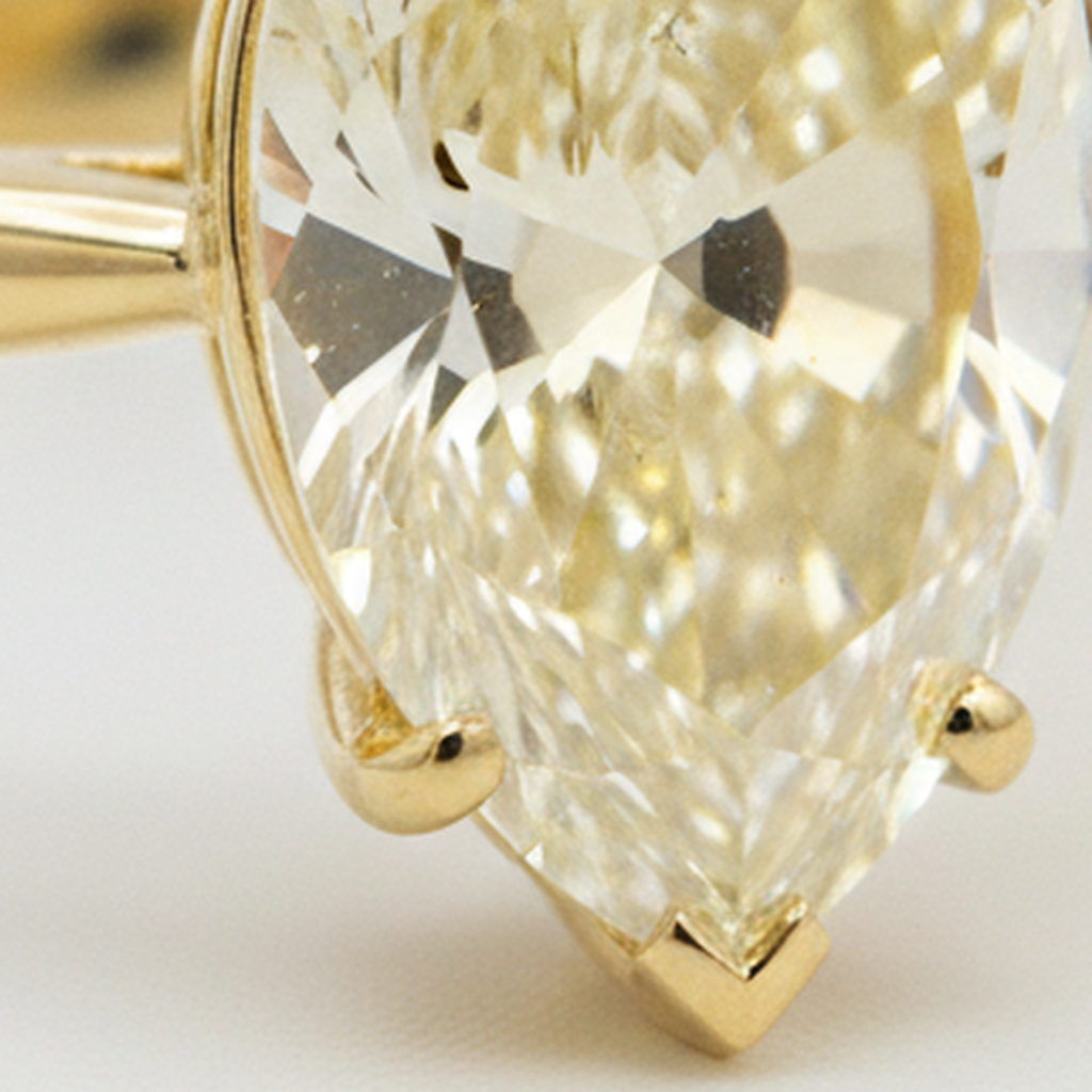 Larimar- und Diamant-Verlobungsring 2 Karat natürlicher Solitär im Tropfenschliff in Fancy-Gelb 18 Karat Gold