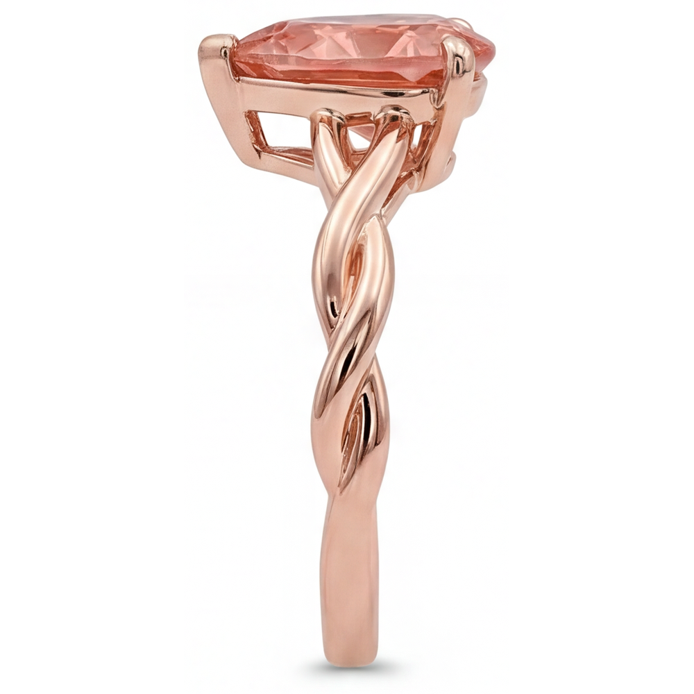 Echter pfirsichrosa Padparadscha-Saphir Solitärring im Tropfenschliff, 2 Karat, 14 Karat Roségold