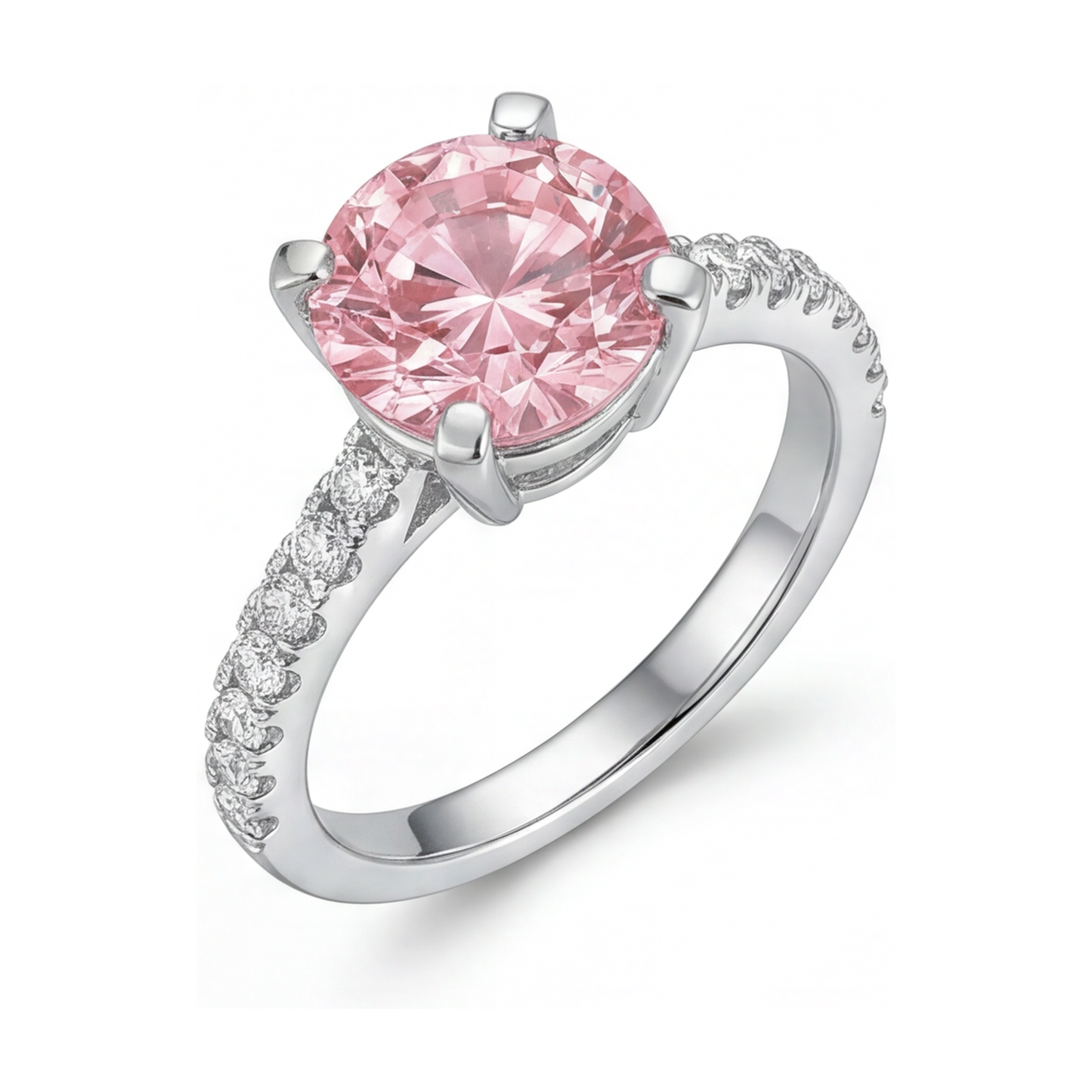 Jubiläumsring mit rosa Diamant 1,66 Karat rund