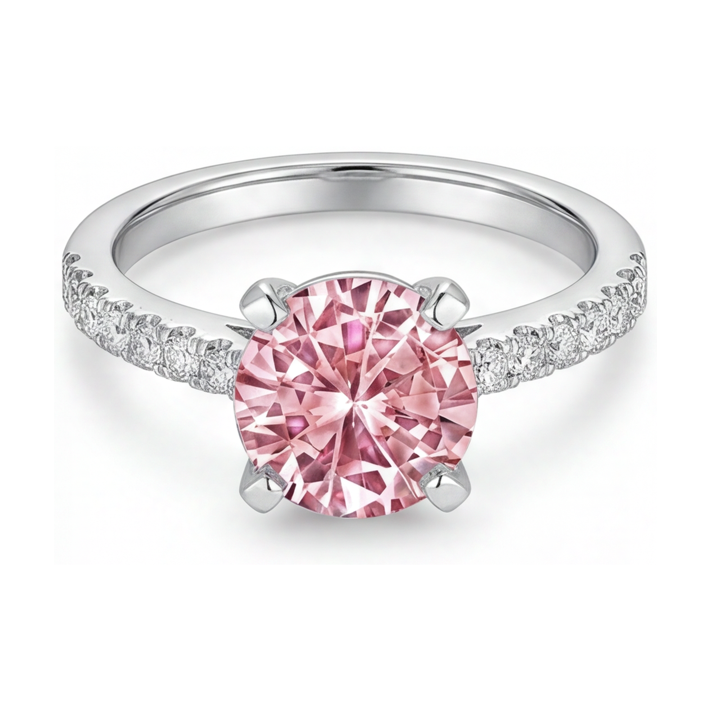 Jubiläumsring mit rosa Diamant 1,66 Karat rund