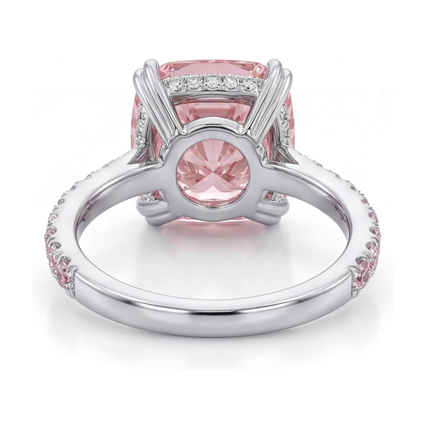 Jubiläumsring mit rosa Diamant, 4,4 Karat, Kissenschliff