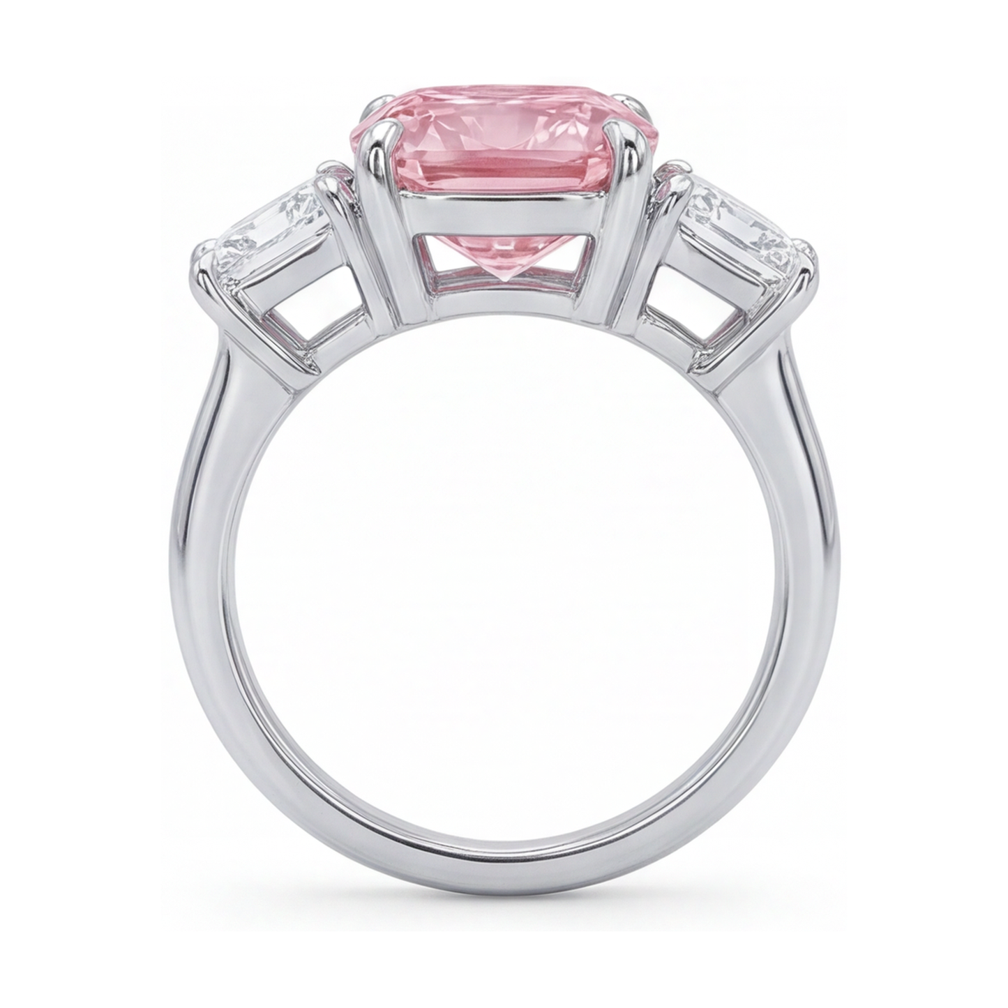 Jubiläumsring mit rosa Diamant im Kissenschliff, 4,5 Karat