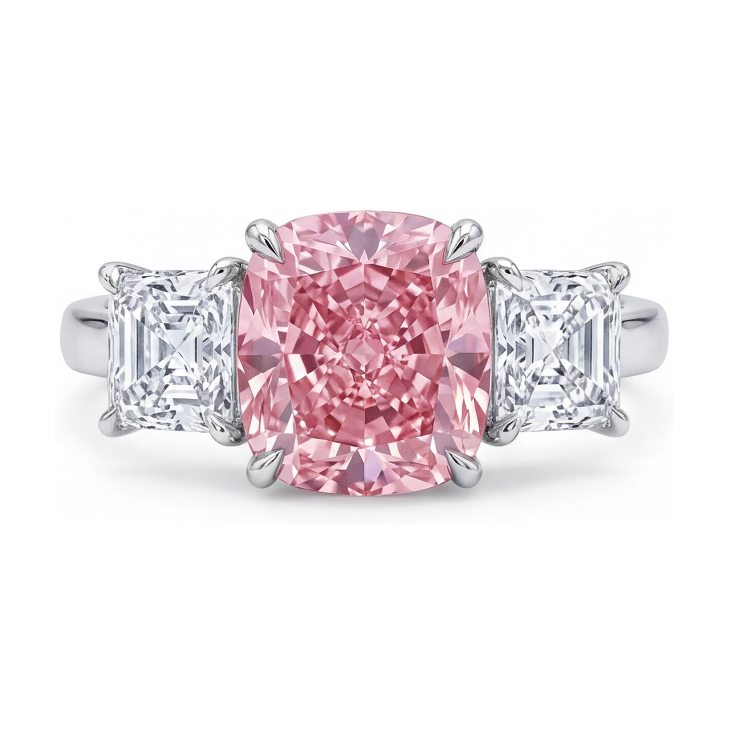 Jubiläumsring mit rosa Diamant im Kissenschliff, 4,5 Karat
