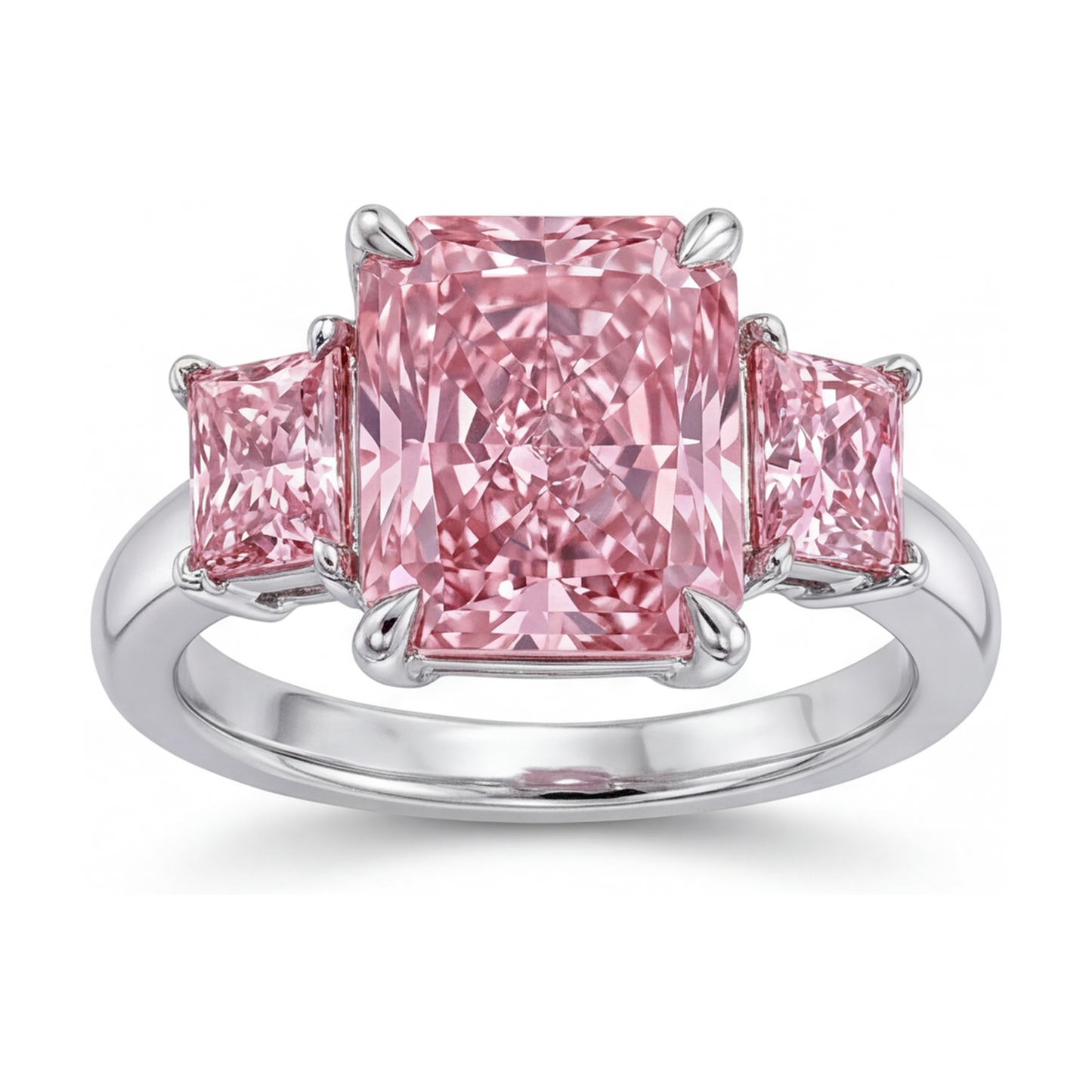 Jubiläumsring mit rosa Diamant 4,9 Karat Radiant-Schliff