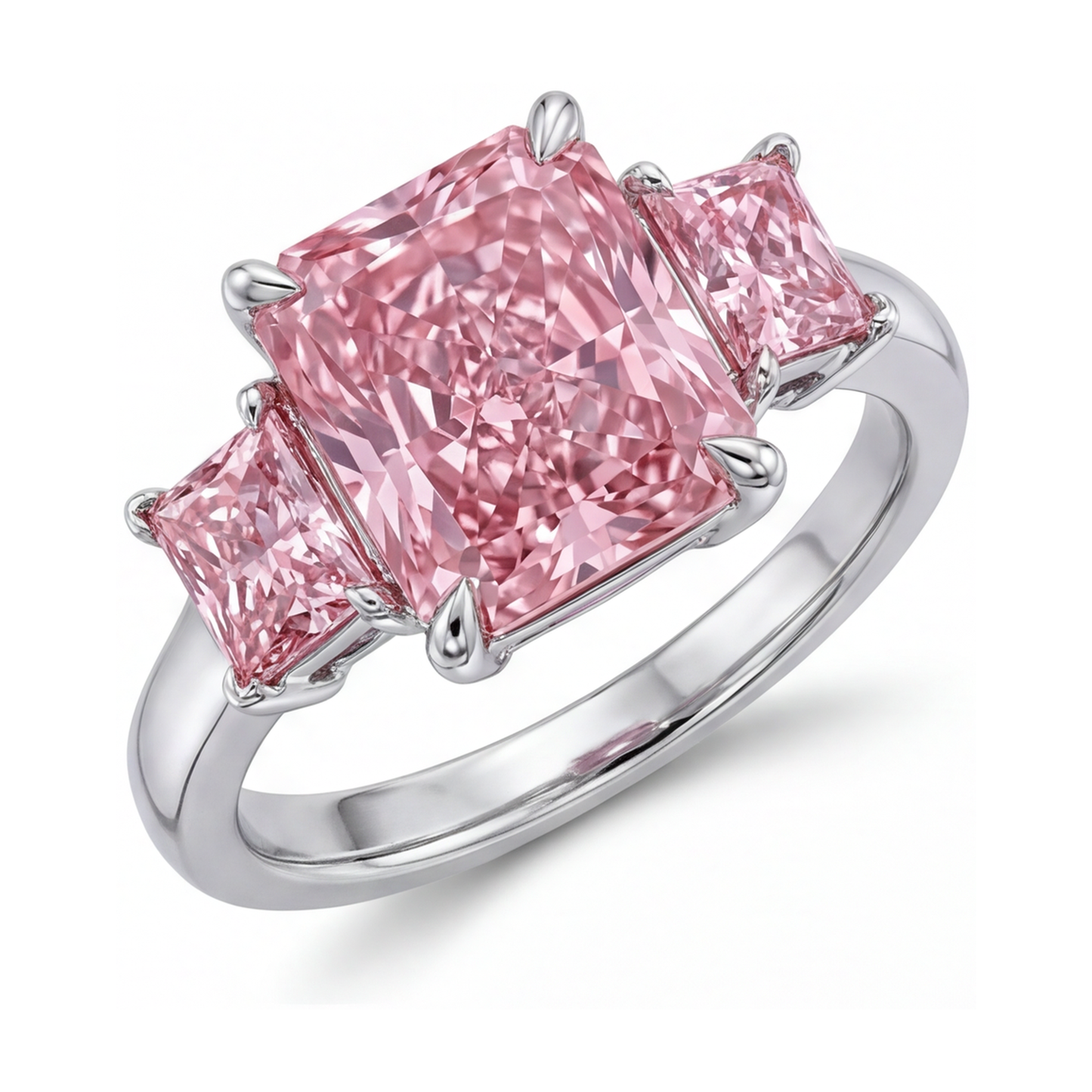 Jubiläumsring mit rosa Diamant 4,9 Karat Radiant-Schliff