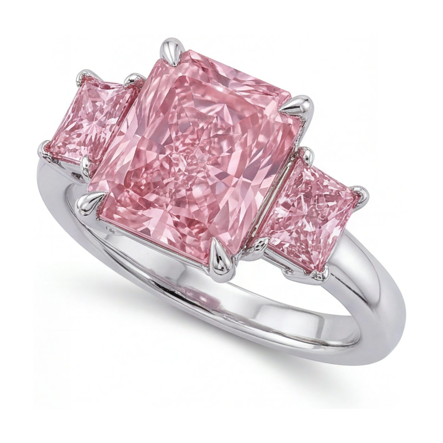 Jubiläumsring mit rosa Diamant 4,9 Karat Radiant-Schliff