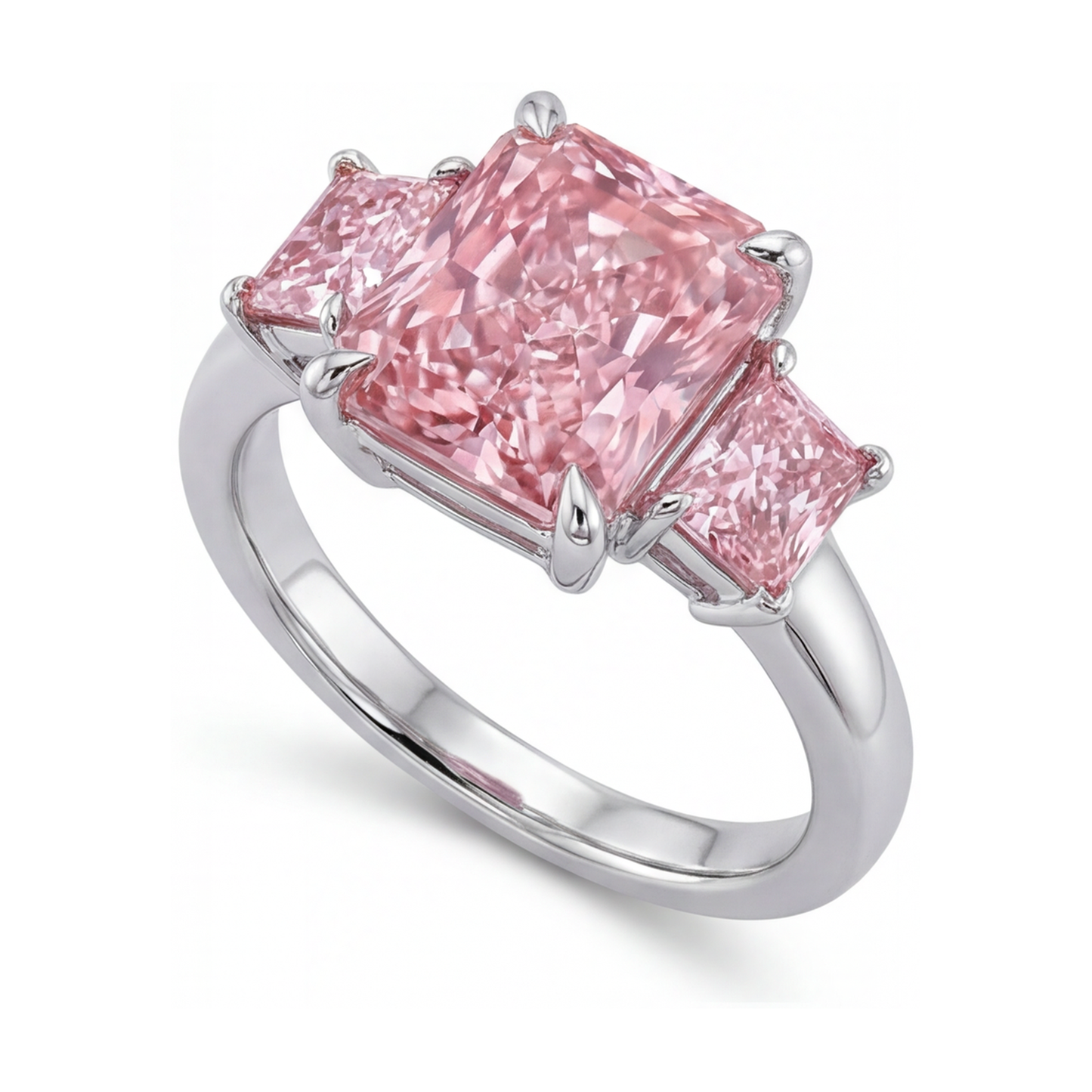 Jubiläumsring mit rosa Diamant 4,9 Karat Radiant-Schliff