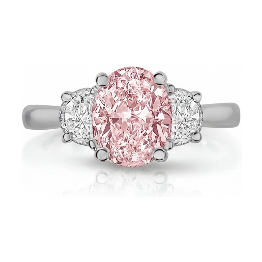Verlobungsring mit rosa Diamant 2,7 Karat Ovalschliff