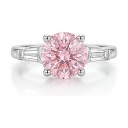 Verlobungsring mit rosa Diamant, 3,1 Karat, rund