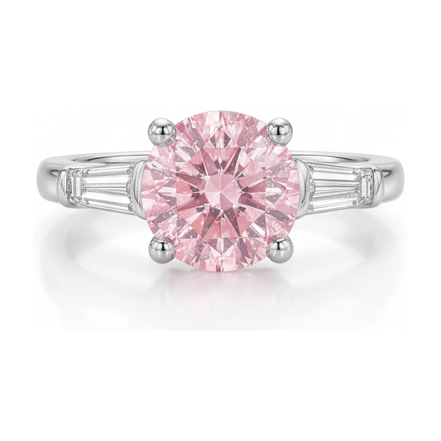 Verlobungsring mit rosa Diamant, 3,1 Karat, rund