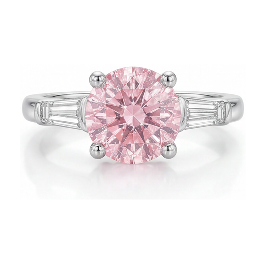 Verlobungsring mit rosa Diamant, 3,1 Karat, rund