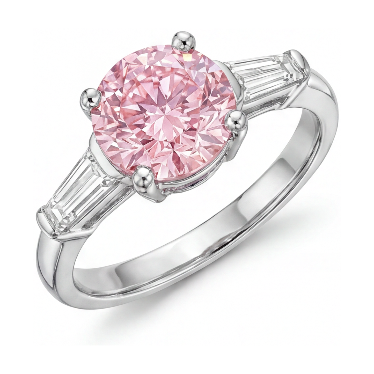 Verlobungsring mit rosa Diamant, 3,1 Karat, rund