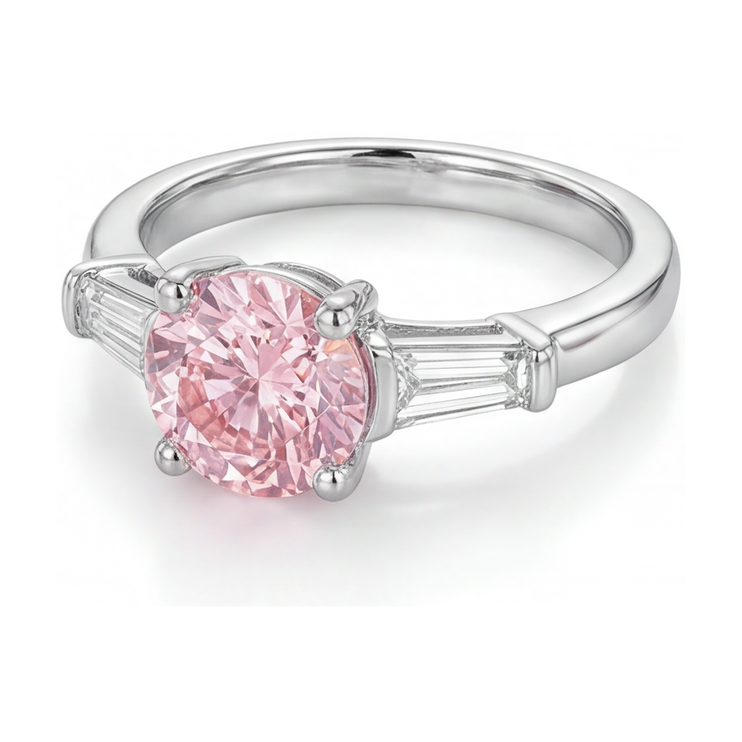 Verlobungsring mit rosa Diamant, 3,1 Karat, rund