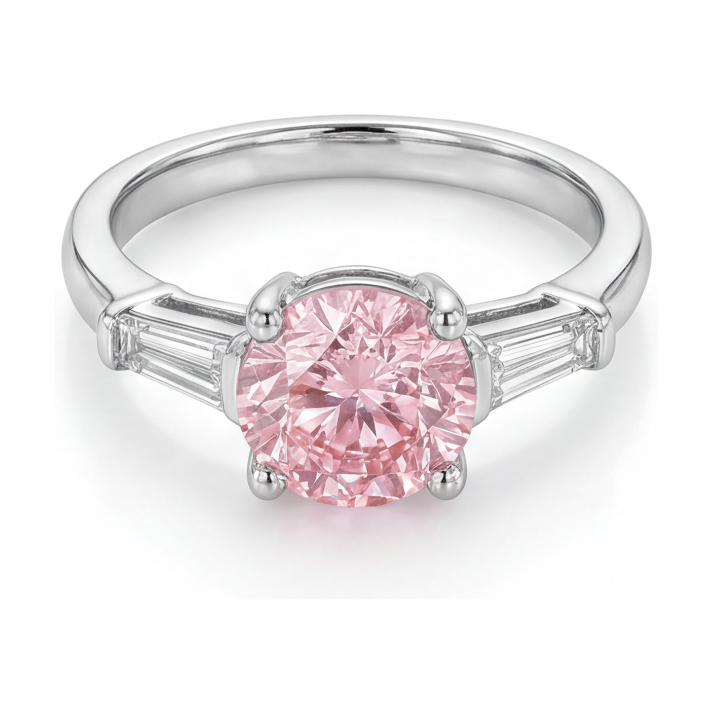 Verlobungsring mit rosa Diamant, 3,1 Karat, rund