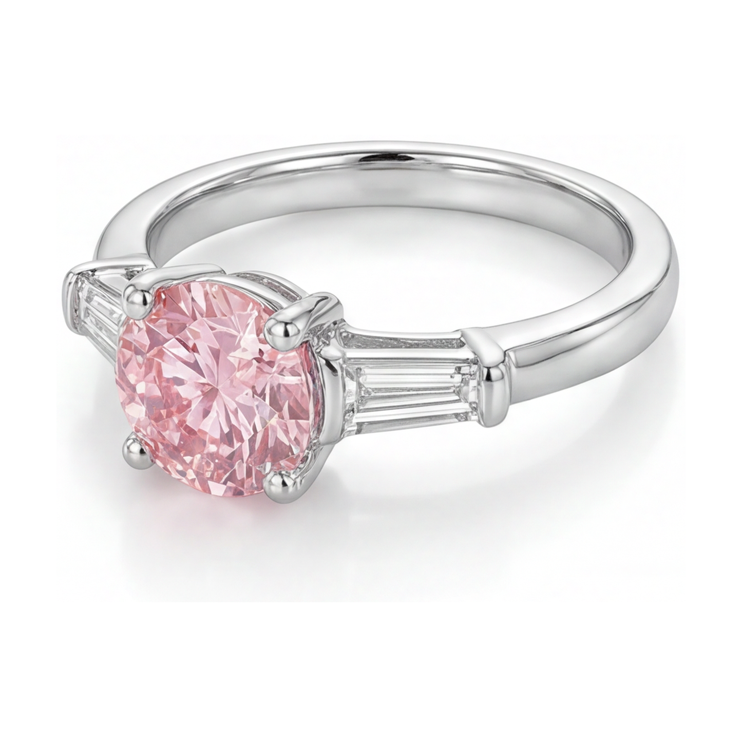 Verlobungsring mit rosa Diamant, 3,1 Karat, rund