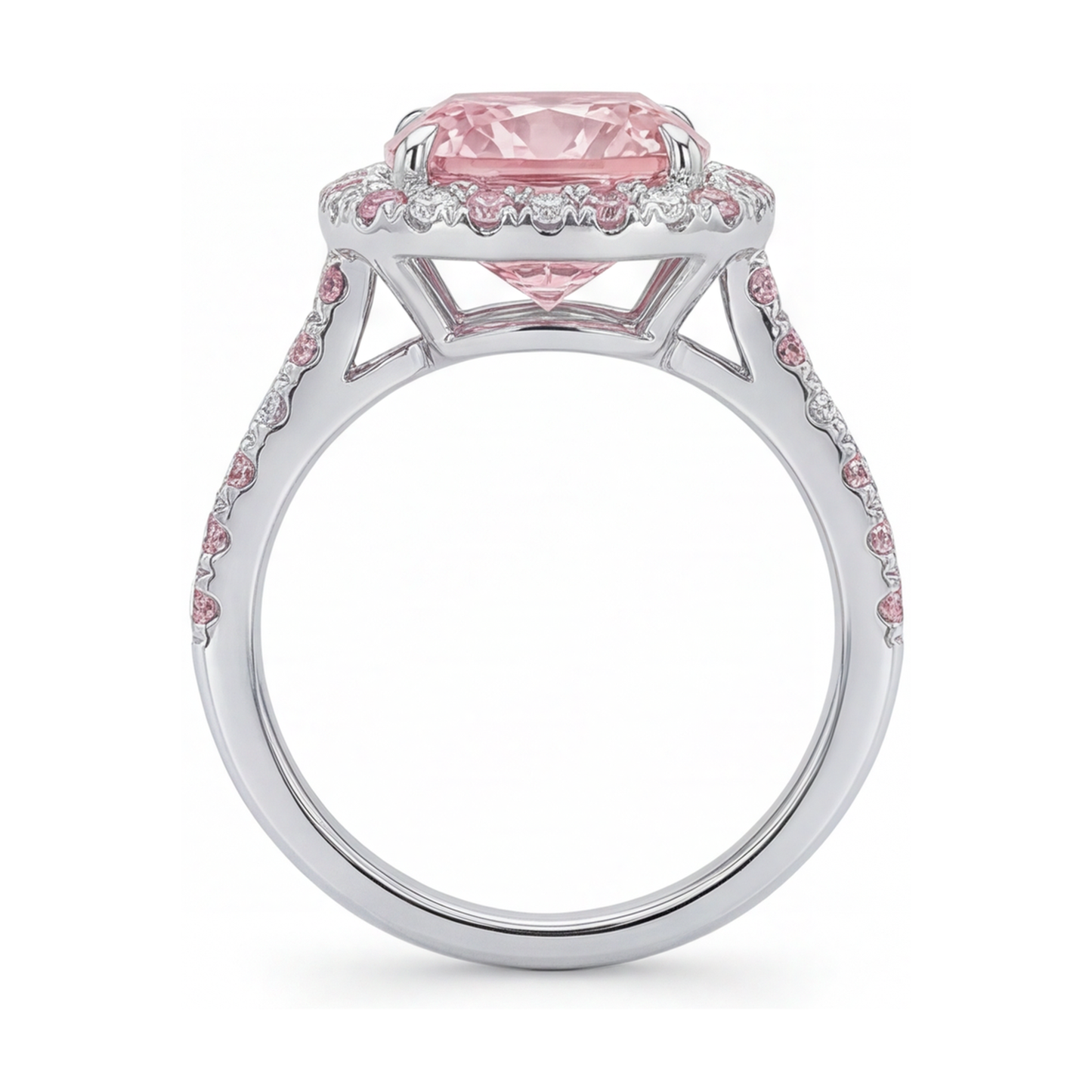 Verlobungsring mit rosa Diamant, 3,2 Karat, Kissenschliff