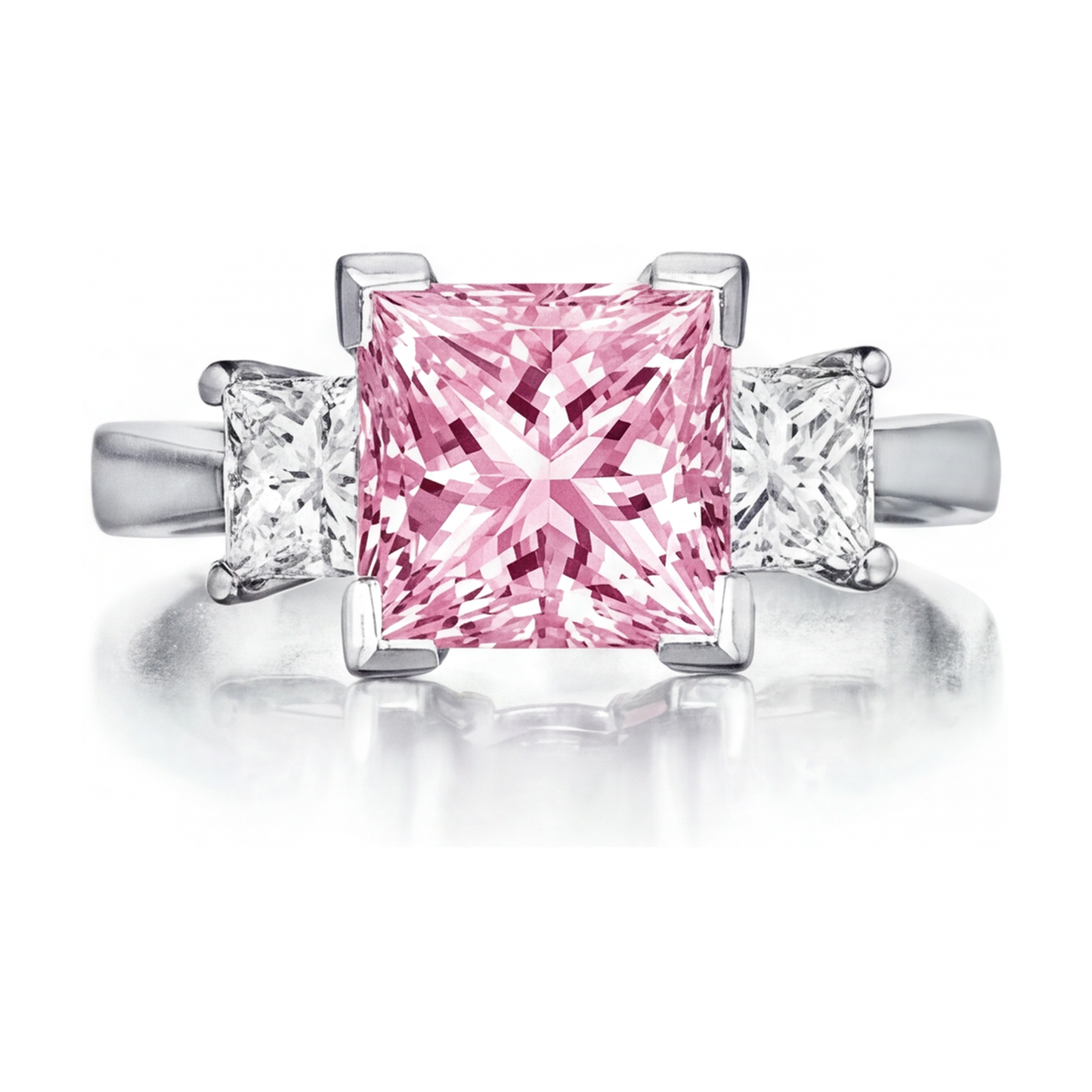 Verlobungsring mit rosa Diamant, 3,9 Karat, Prinzess-Schliff
