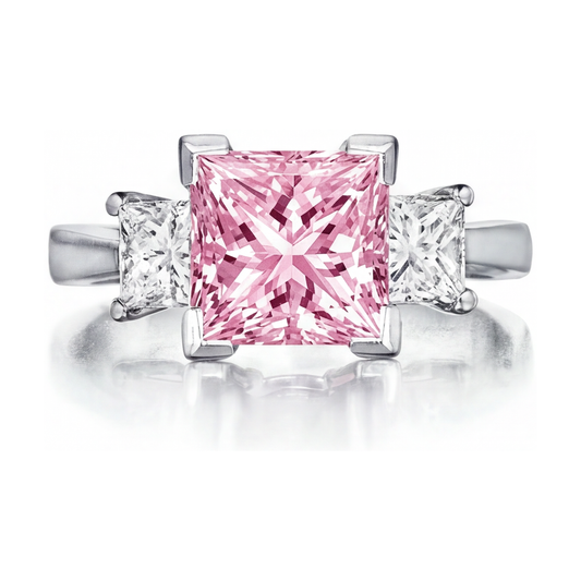 Verlobungsring mit rosa Diamant, 3,9 Karat, Prinzess-Schliff
