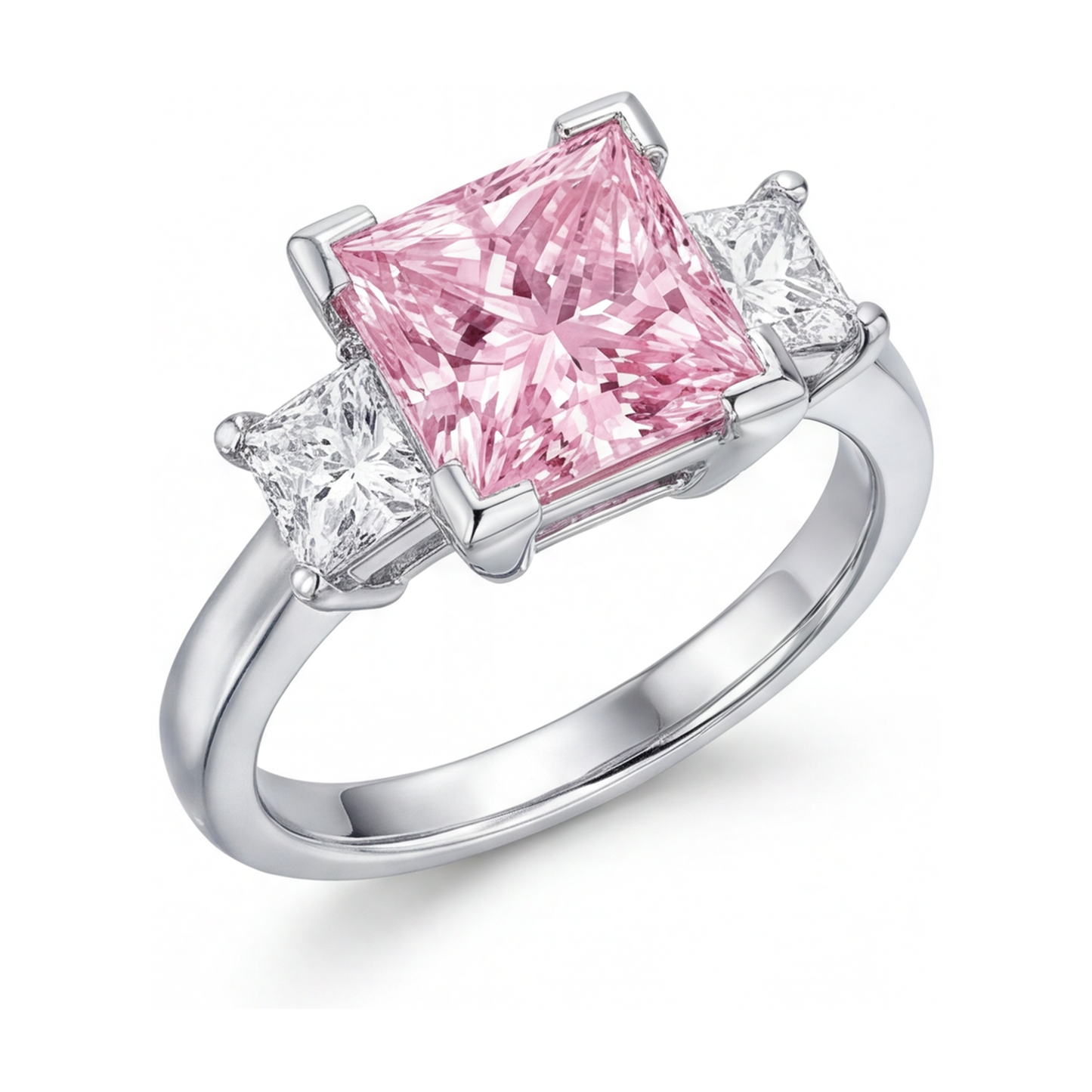 Verlobungsring mit rosa Diamant, 3,9 Karat, Prinzess-Schliff