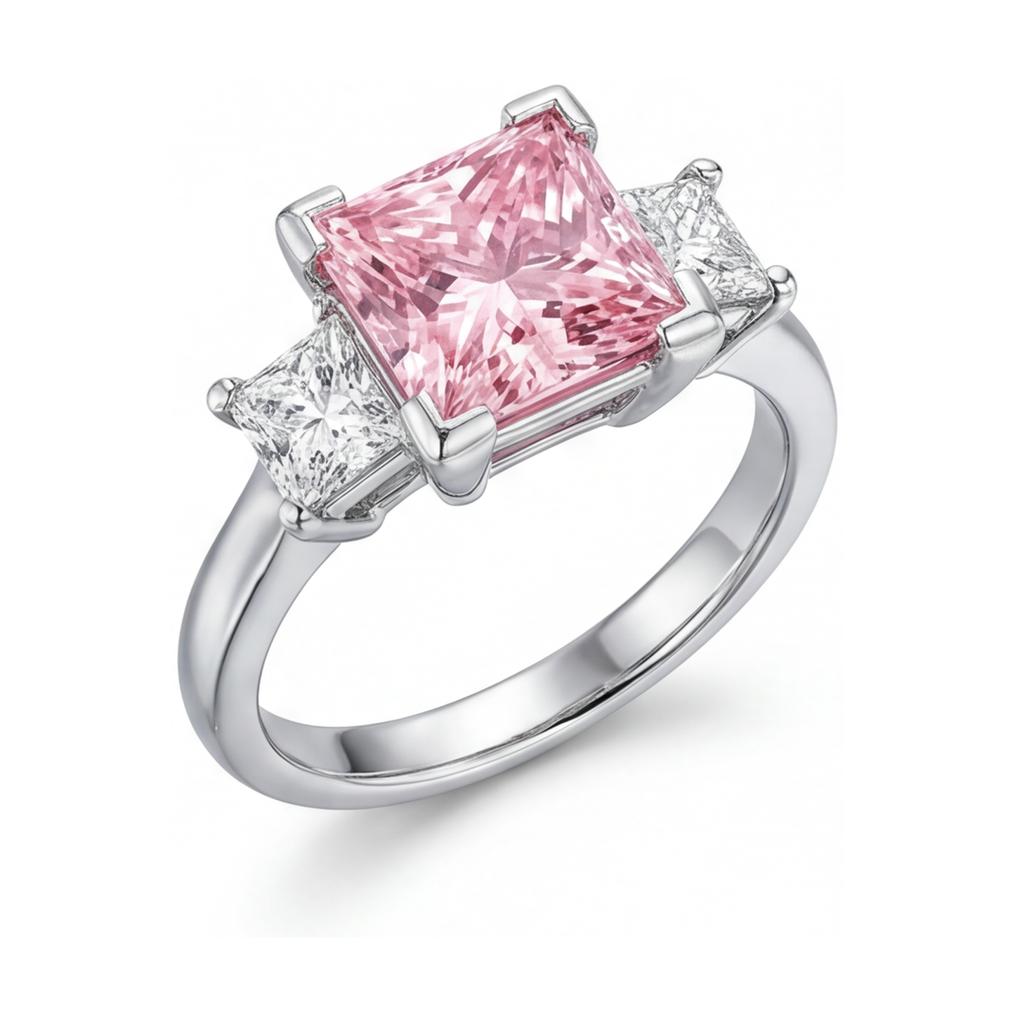 Verlobungsring mit rosa Diamant, 3,9 Karat, Prinzess-Schliff