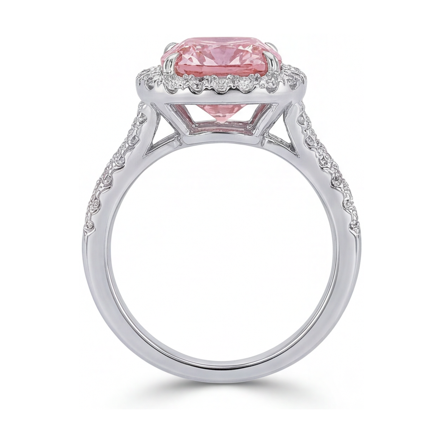 Verlobungsring mit rosa Diamant, 4,1 Karat, Kissenschliff