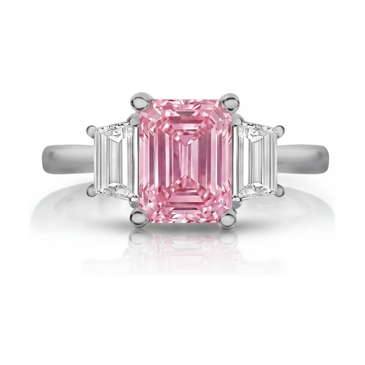Verlobungsring mit rosa Diamant im Smaragdschliff, 4 Karat
