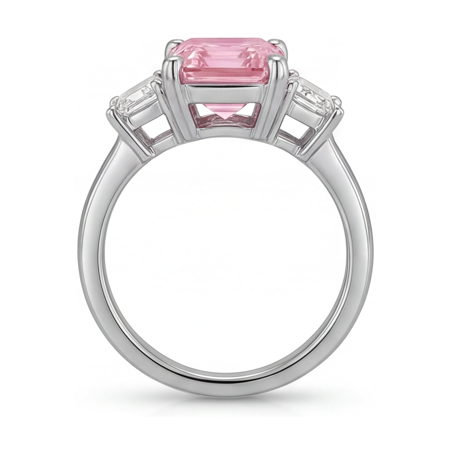 Verlobungsring mit rosa Diamant im Smaragdschliff, 4 Karat