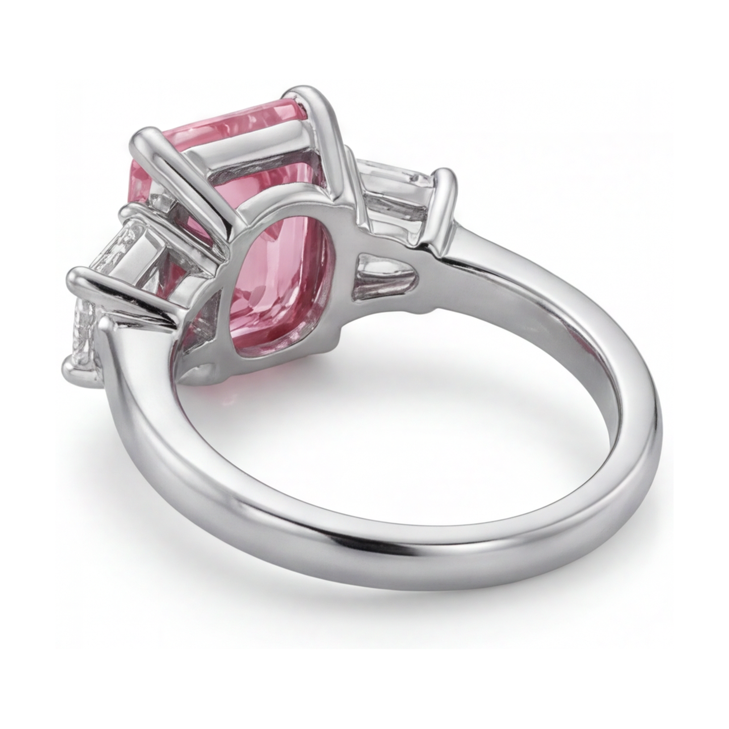 Verlobungsring mit rosa Diamant im Smaragdschliff, 4 Karat