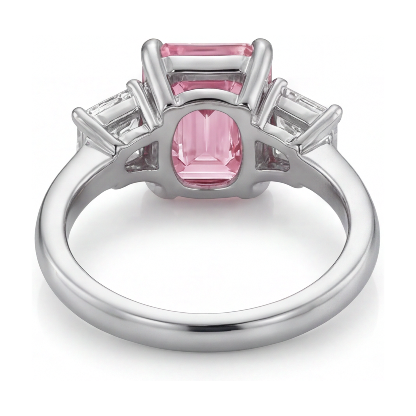 Verlobungsring mit rosa Diamant im Smaragdschliff, 4 Karat