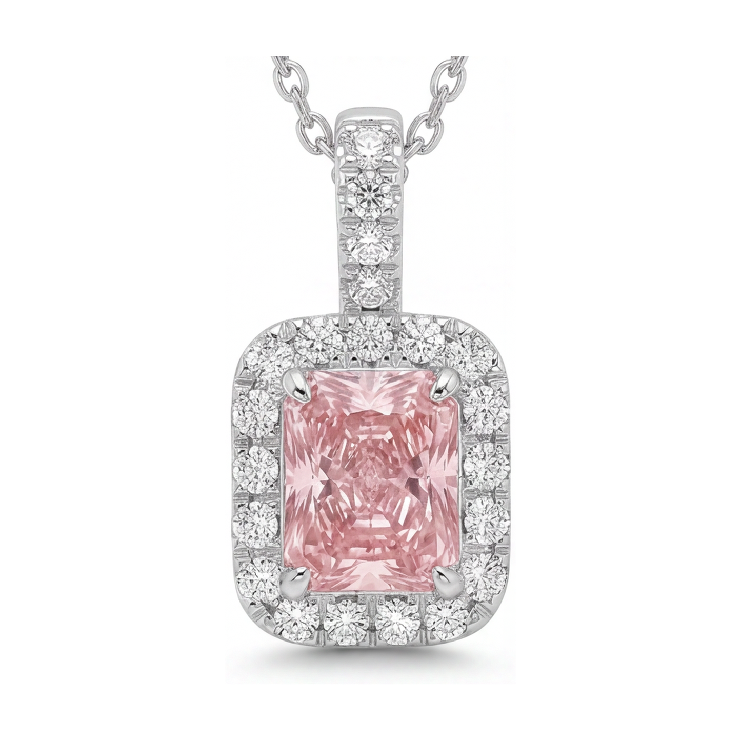 Collier mit rosa Diamant 1,22 Karat im Radiant-Schliff