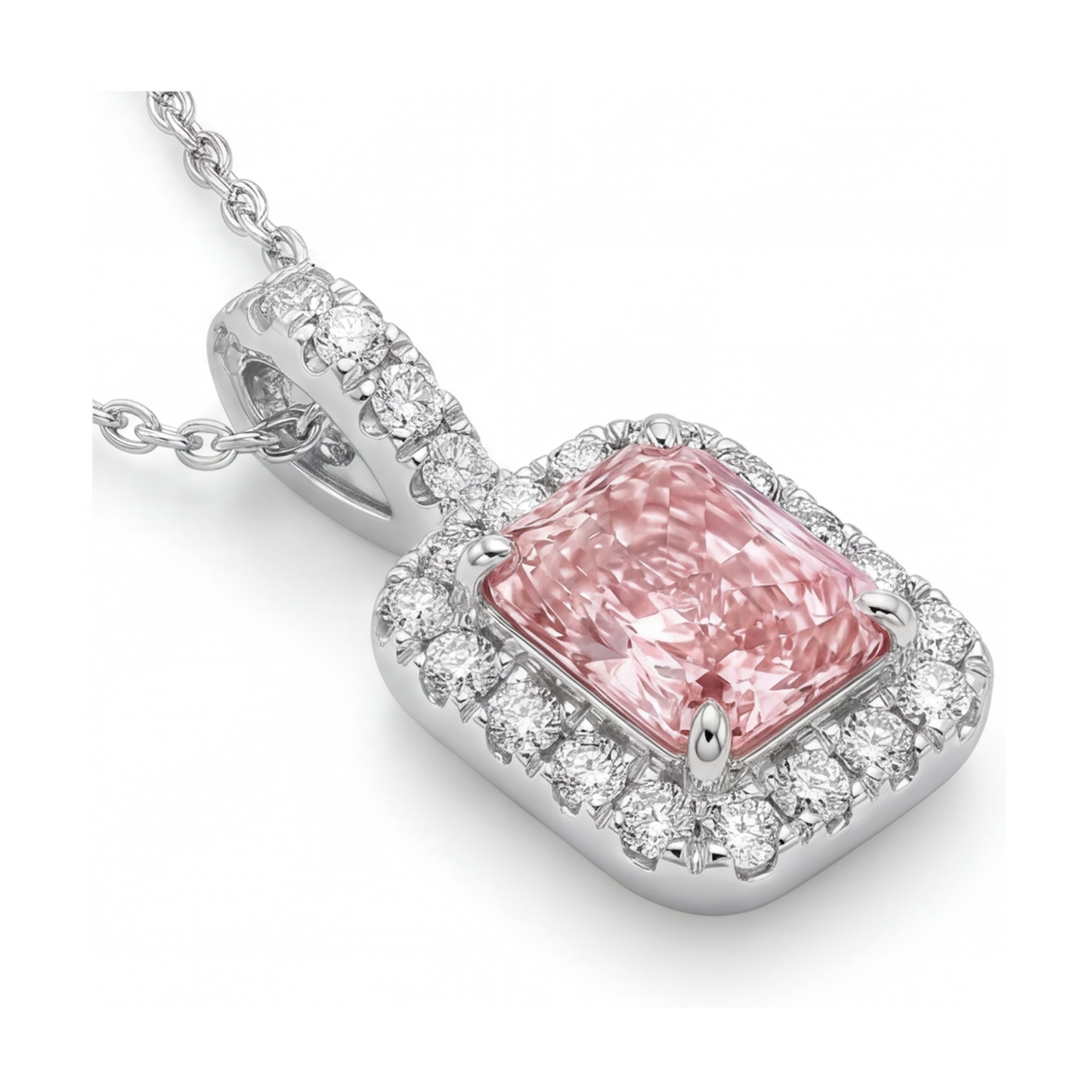 Collier mit rosa Diamant 1,22 Karat im Radiant-Schliff