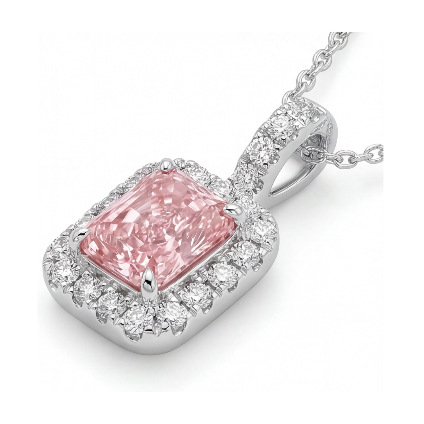 Collier mit rosa Diamant 1,22 Karat im Radiant-Schliff