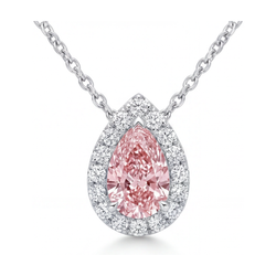 Halskette mit rosa Diamant im Tropfenschliff, 1,9 Karat