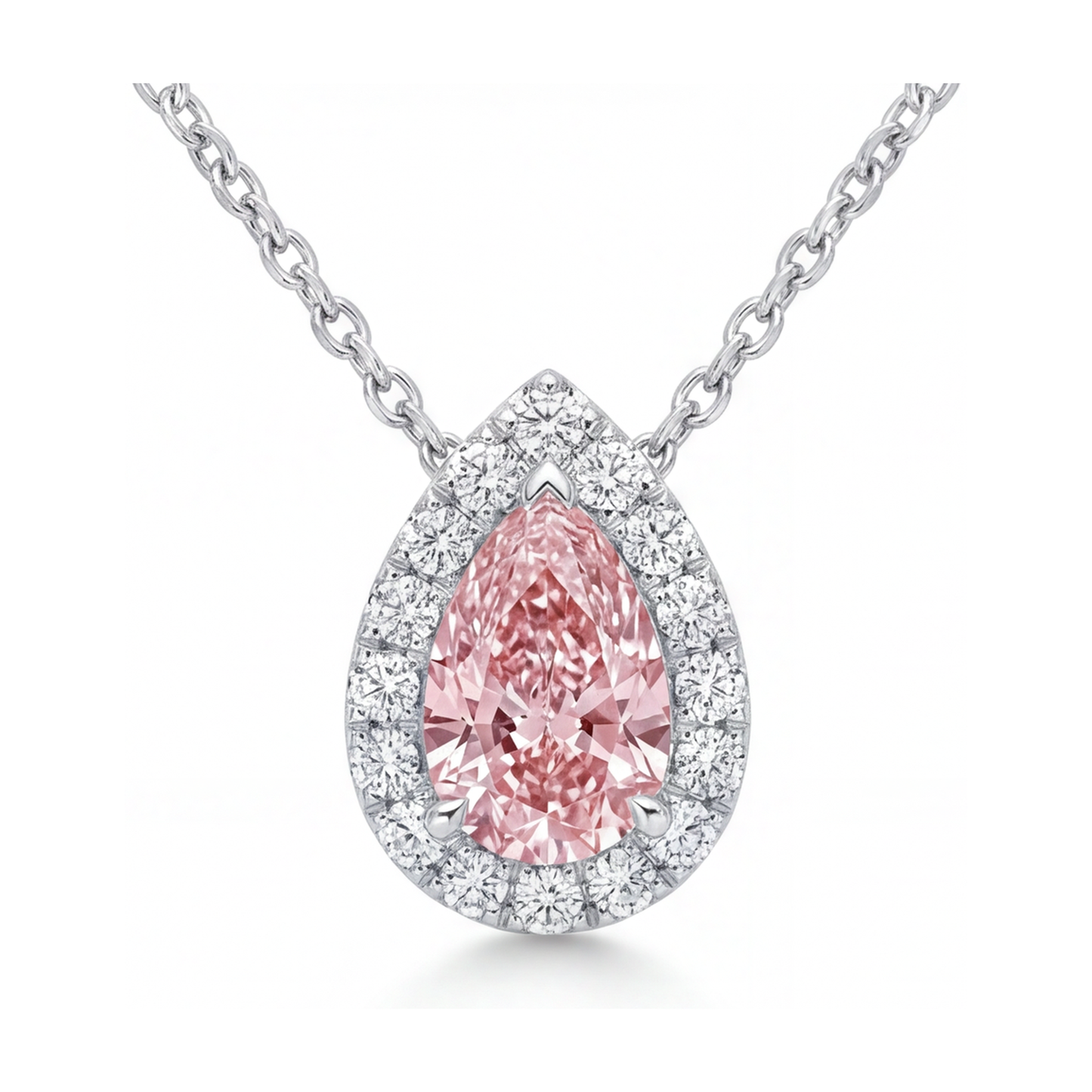 Halskette mit rosa Diamant im Tropfenschliff, 1,9 Karat