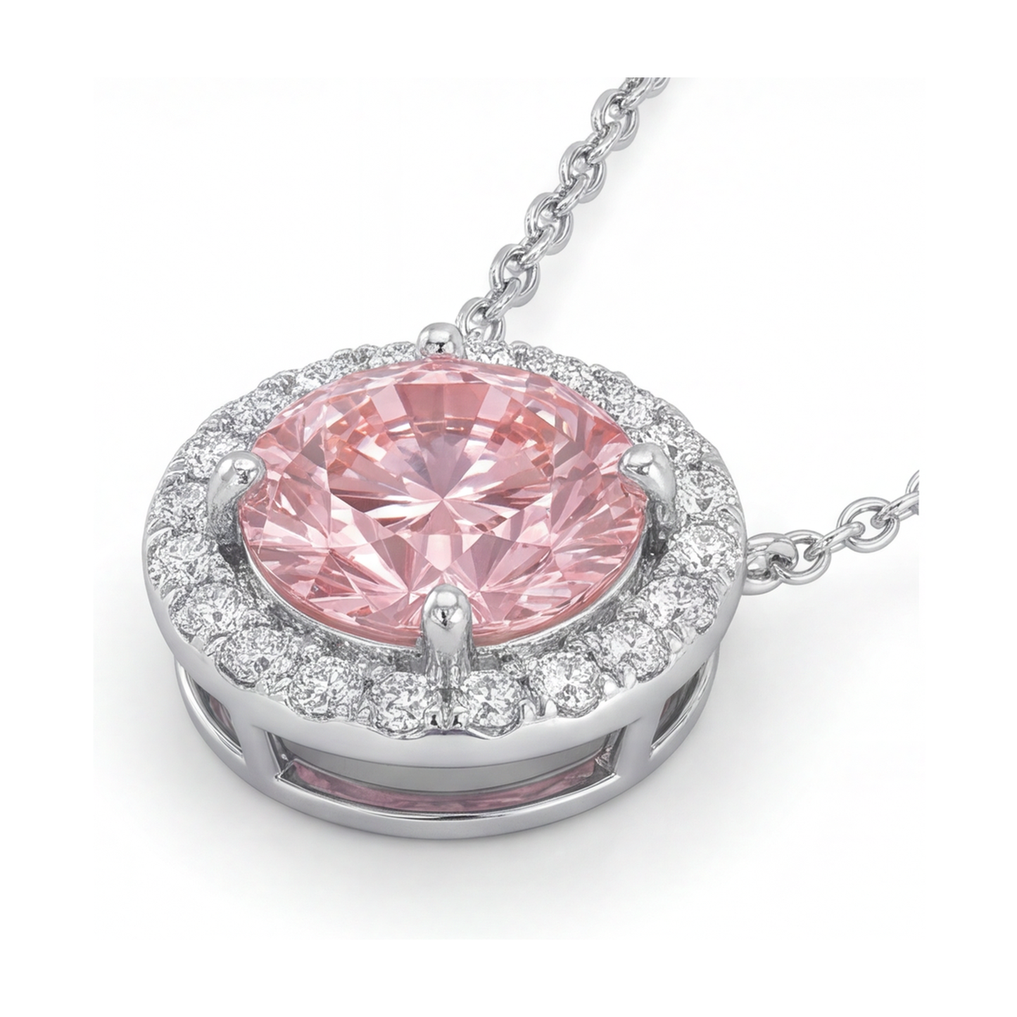 Halskette mit rosa Diamant 2,4 Karat rund