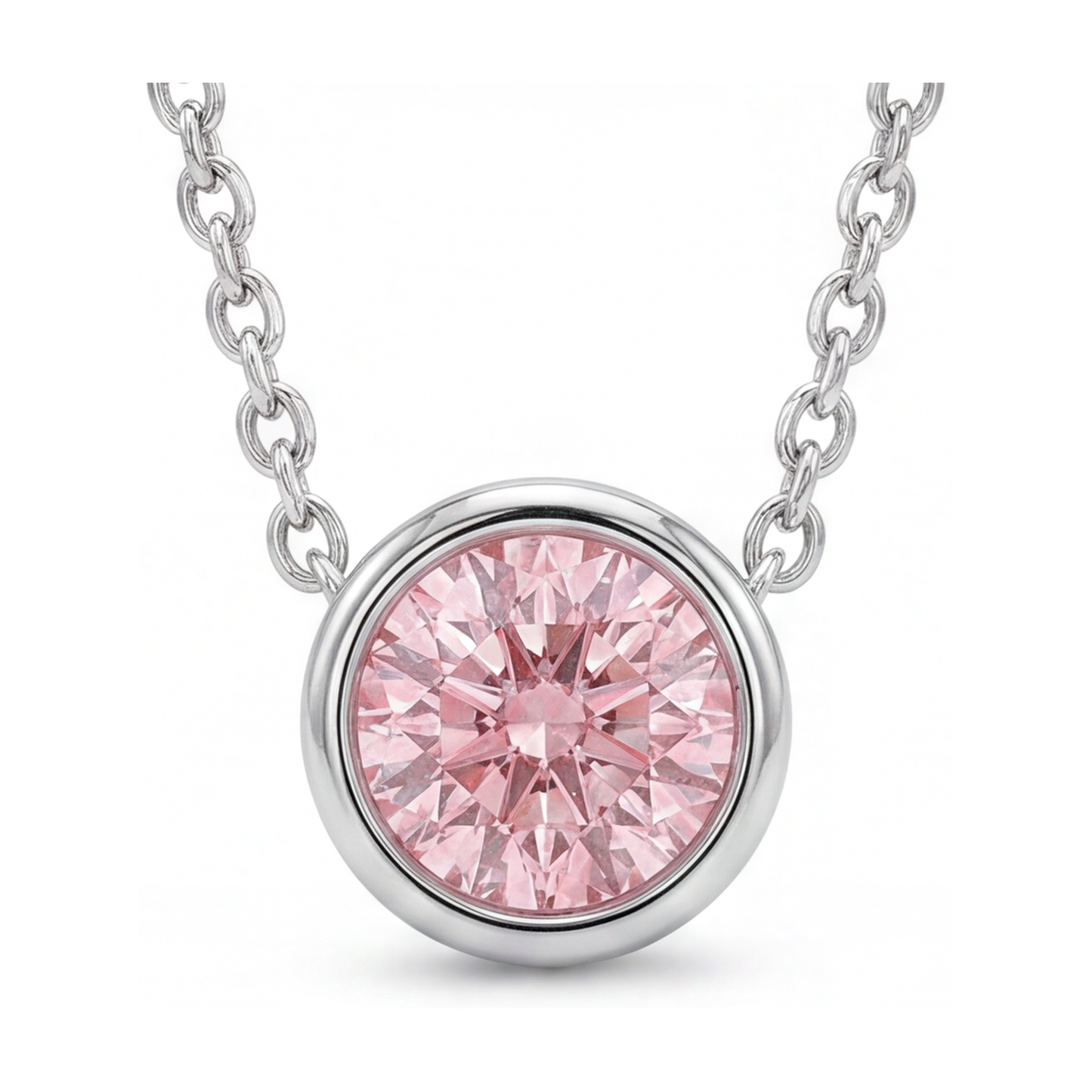 Halskette mit rosa Diamant 2,5 Karat rund