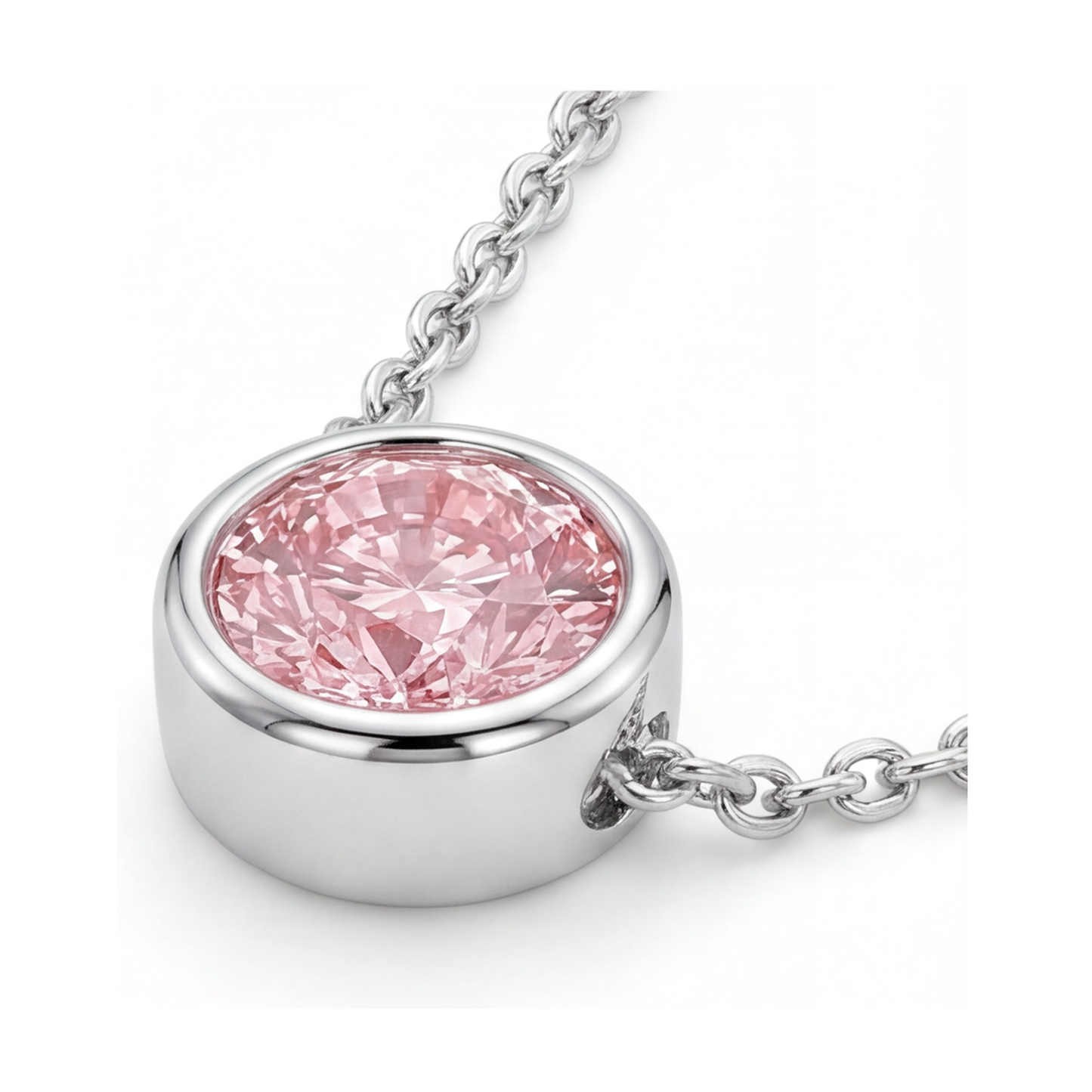 Halskette mit rosa Diamant 2,5 Karat rund