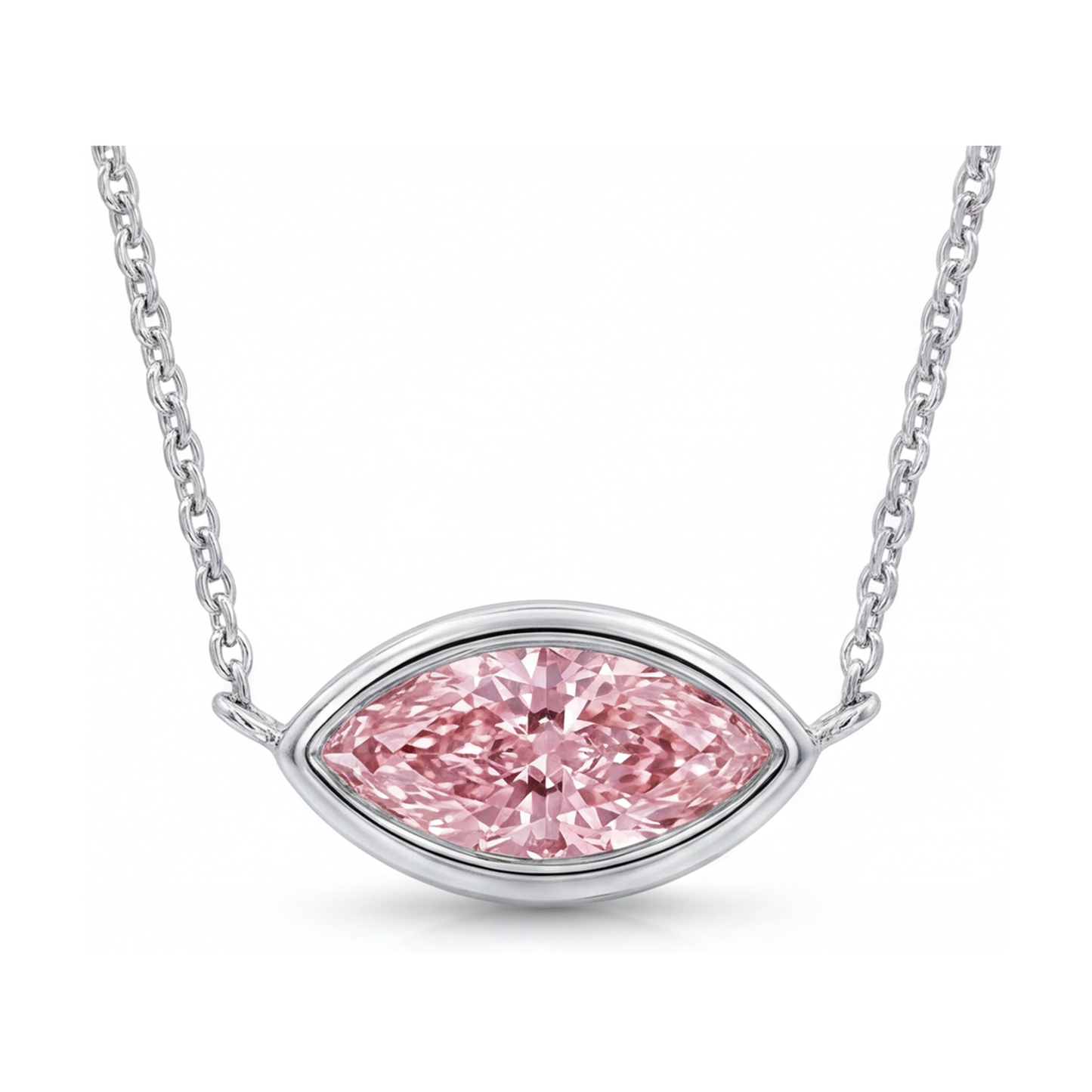 Halskette mit rosa Diamant im Marquise-Schliff, 2 Karat